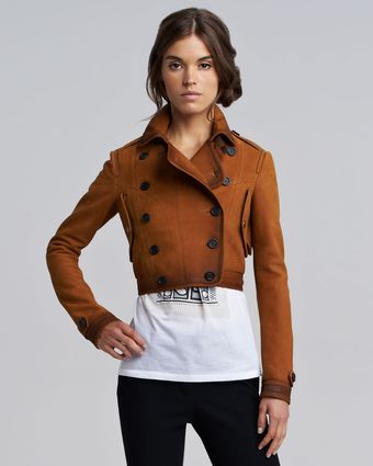 Burberry Prorsum Nubuck Cropped Flight Jacket - Lyst