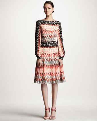 Carolina Herrera Watercolorsquares Silk Dress - Lyst