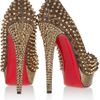 Christian Louboutin Lady Peep 150 Spikeembellished Metallic Leather Pumps in Gold - Lyst