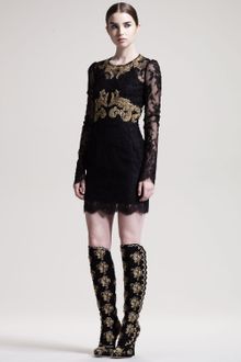 Dolce & Gabbana Longsleeve Embroidered Lace Dress - Lyst