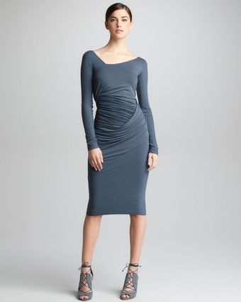 Donna Karan New York Asymmetric Draped Dress - Lyst