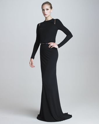 Elie Saab Long-Sleeve Jersey Gown - Lyst