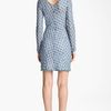 Missoni Long Sleeve Flame Stitch Dress in Blue (blue green white) - Lyst