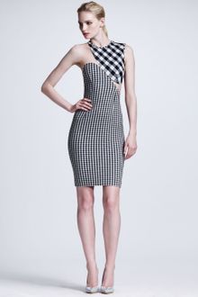 Stella McCartney Contoured Mesh Inset Gingham Sheath Dress - Lyst