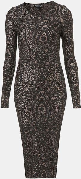 Topshop Paisley Print Bodycon Dress - Lyst
