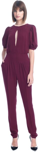 Valentino  Double Georgette Short Sleeve Jumpsuit - Lyst