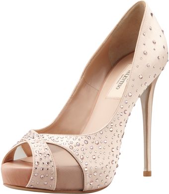 Valentino Crystalcovered Satin Pump - Lyst