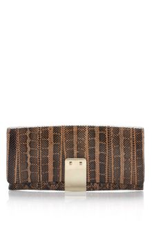 Valentino  Tobacco Stud Flap Clutch - Lyst