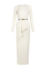 Alessandra Rich Peplum Belted Gown