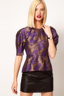 ASOS Collection Asos Top with Allover Jacquard and Peplum - Lyst