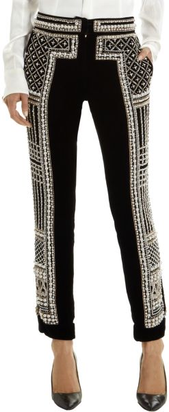 Balmain Pearl and Crystal Embroidered Pants - Lyst