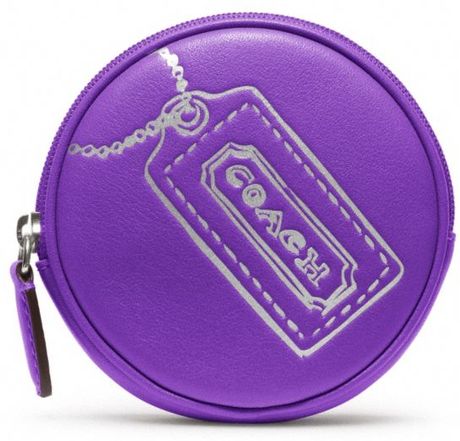 Coach Legacy Motif Round Coin Purse in Purple (silver/ultraviolet) | Lyst