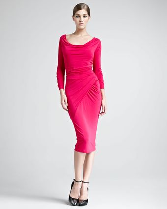Donna Karan New York Draped Scoop Neck Jersey Dress - Lyst