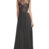 Elie Saab Charcoal Lace and Grosgrain Long Dress in Gray (charcoal) - Lyst
