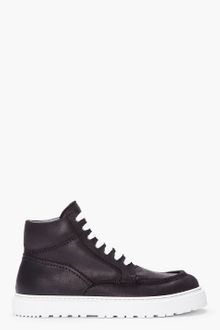 Kris Van Assche Black Leather Boat Sneakers - Lyst