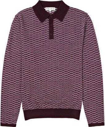 Reiss Wave Stitch Polo Knit - Lyst