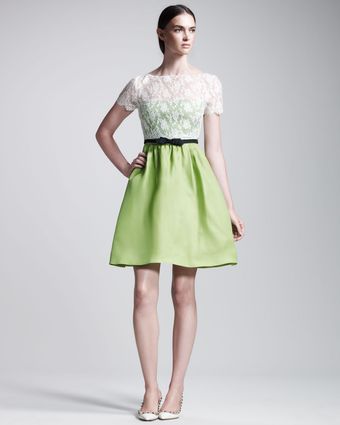 Valentino Lace Bodice Organza Dress - Lyst