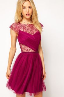 ASOS Collection Skater Dress with Cobweb Lace - Lyst