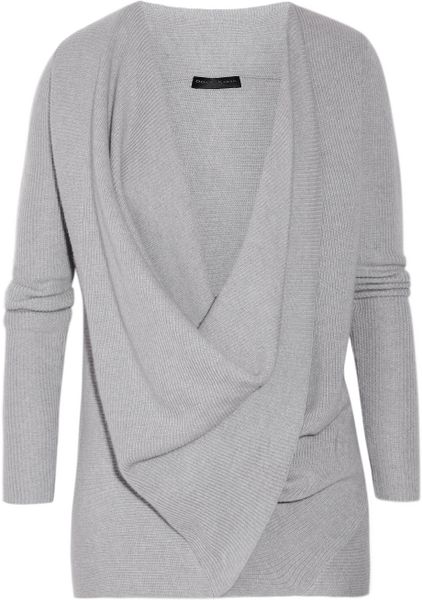 Donna Karan New York Draped Crossfront Cashmere Sweater in Gray - Lyst