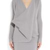 Donna Karan New York Draped Crossfront Cashmere Sweater in Gray - Lyst