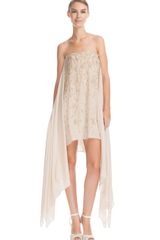 Elie Saab Vanilla Strapless Silk Georgette Embroidered Dress