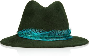 Eugenia Kim Harper Feather Trimmed Wool Felt Fedora - Lyst