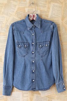 Free People Vintage Button Front Denim Shirt - Lyst