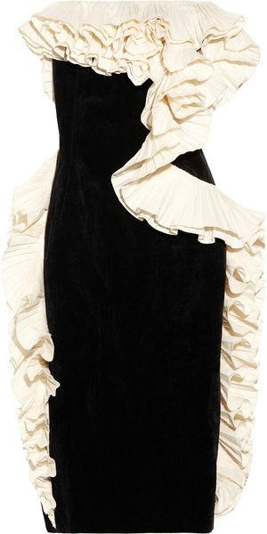 Lanvin Ruffled Velvet Dress - Lyst