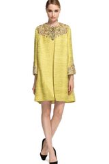 Marchesa Embellished Metallic Weave Coat