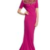 Marchesa Embroidered Crepe Gown with Cowl Back in Purple (fuchsia) - Lyst