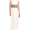 Marchesa Cap Sleeve Crepe Column Gown in White (ivory) - Lyst