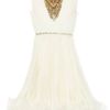 Marchesa Embroidered Chiffon Cocktail Dress in White (ivory) - Lyst