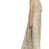 Marchesa Illusion Tulle Gown with Embroidered Cape Overlay in Silver - Lyst