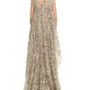 Marchesa Illusion Tulle Gown with Embroidered Cape Overlay in Silver - Lyst