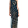 Marchesa Embroidered Illusion Tulle Column Gown in Blue (teal) - Lyst