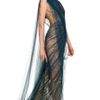 Marchesa Embroidered Illusion Tulle Column Gown in Blue (teal) - Lyst