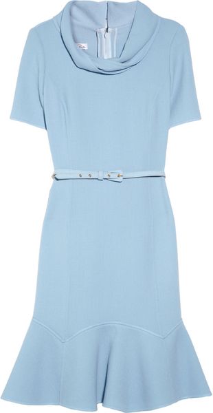Oscar de la Renta Belted Woolcrepe Dress - Lyst