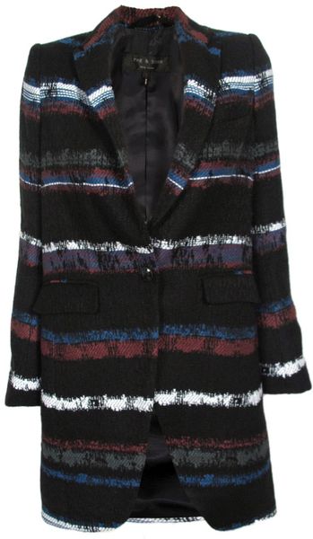 Rag & Bone Smoking Stripe Coat in Black (blue) - Lyst