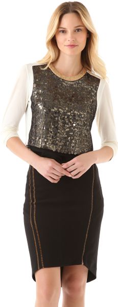Rag & Bone Zip Sequin Crop Top in White (ivory) - Lyst