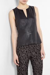 Theory Leather Peplum Top
