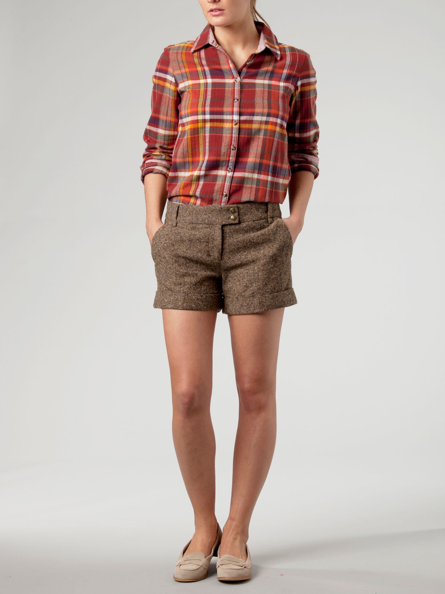 tweed shorts outfit