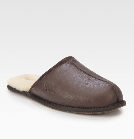 for ugg Ugg for Men Slippers leather Brown   Lyst in men (stout)  slippers Scuff Leather