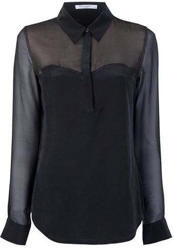 Equipment Sheer Sleeve Silk Blouse - Lyst