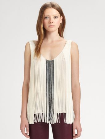 Haute Hippie Beaded Fringe Tank Top - Lyst