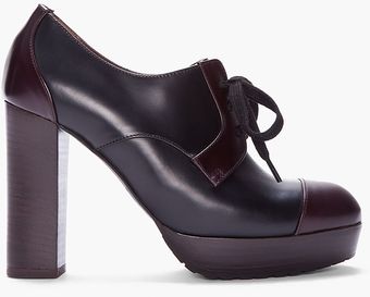 Marni Black Brown Leather Heeled Derbies - Lyst