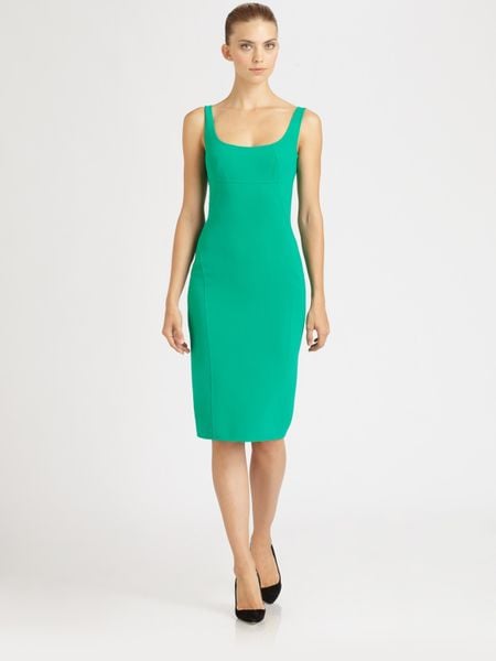 Michael Kors Seamed Crepe Dress in Green (emerald) - Lyst