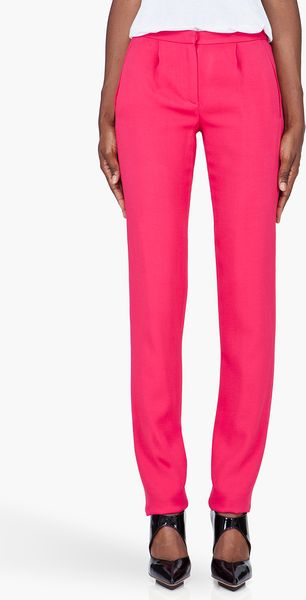Thakoon Slim Pink Tucked Trousers - Lyst