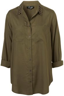 Topshop Casual Stud Collar Shirt - Lyst