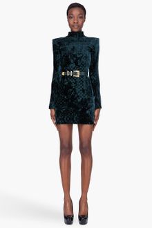 Balmain  Embroidered Velvet Dress - Lyst