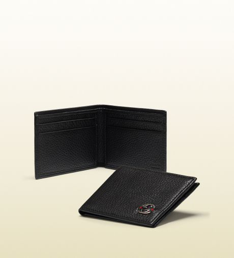 Gucci Black Leather Small Bi-fold Wallet in Black for Men | Lyst